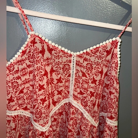 XHILARATION sz Small red and white spaghetti strapped top - Picture 3 of 7